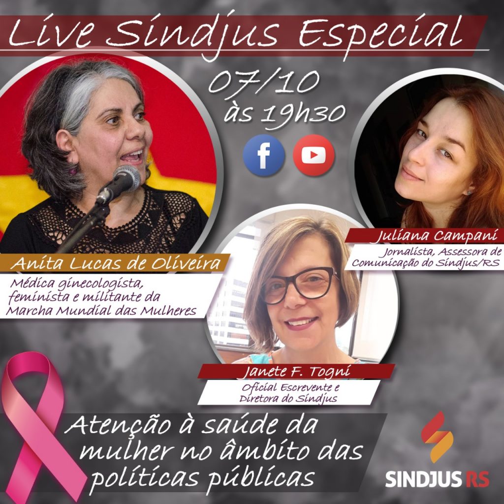 Live Sindjus aborda saúde da mulher nas políticas públicas
