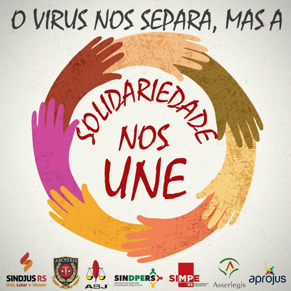 Sindjus e entidade de servidores relançam campanha “O vírus nos separa, mas a solidariedade nos une”