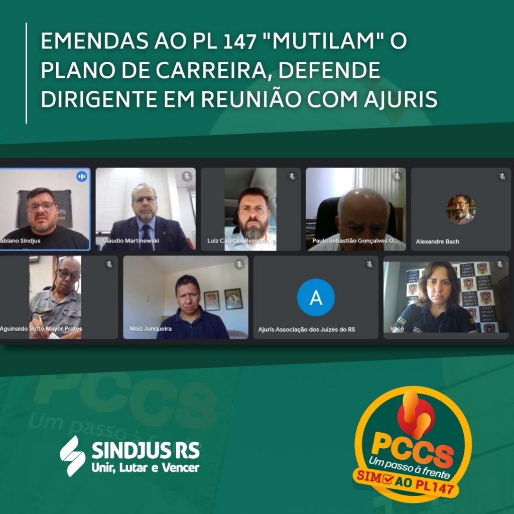 Emendas ao PL 147 “mutilam” o Plano de Carreira, defende dirigente em reunião com Ajuris