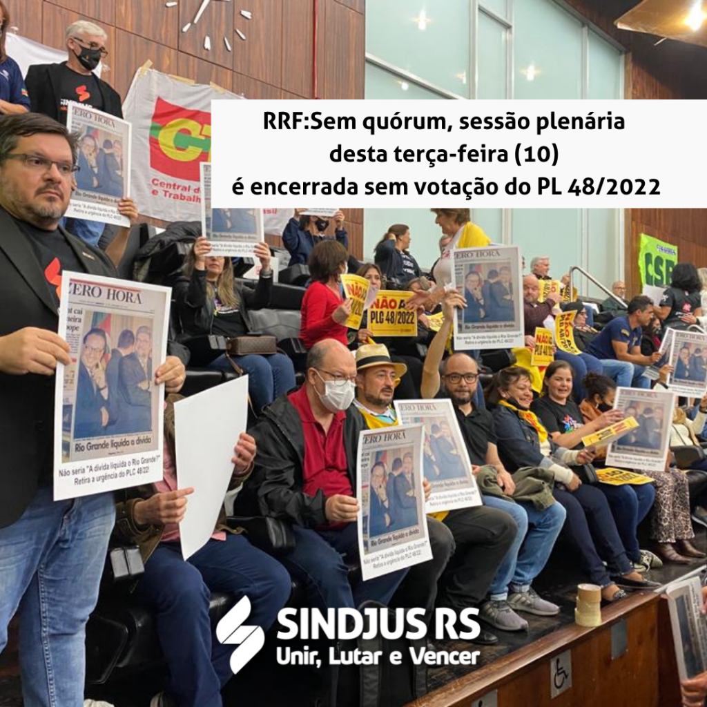 Sem quórum, sessão plenária desta terça-feira (10) foi finalizada sem votação do PL 48/2022
