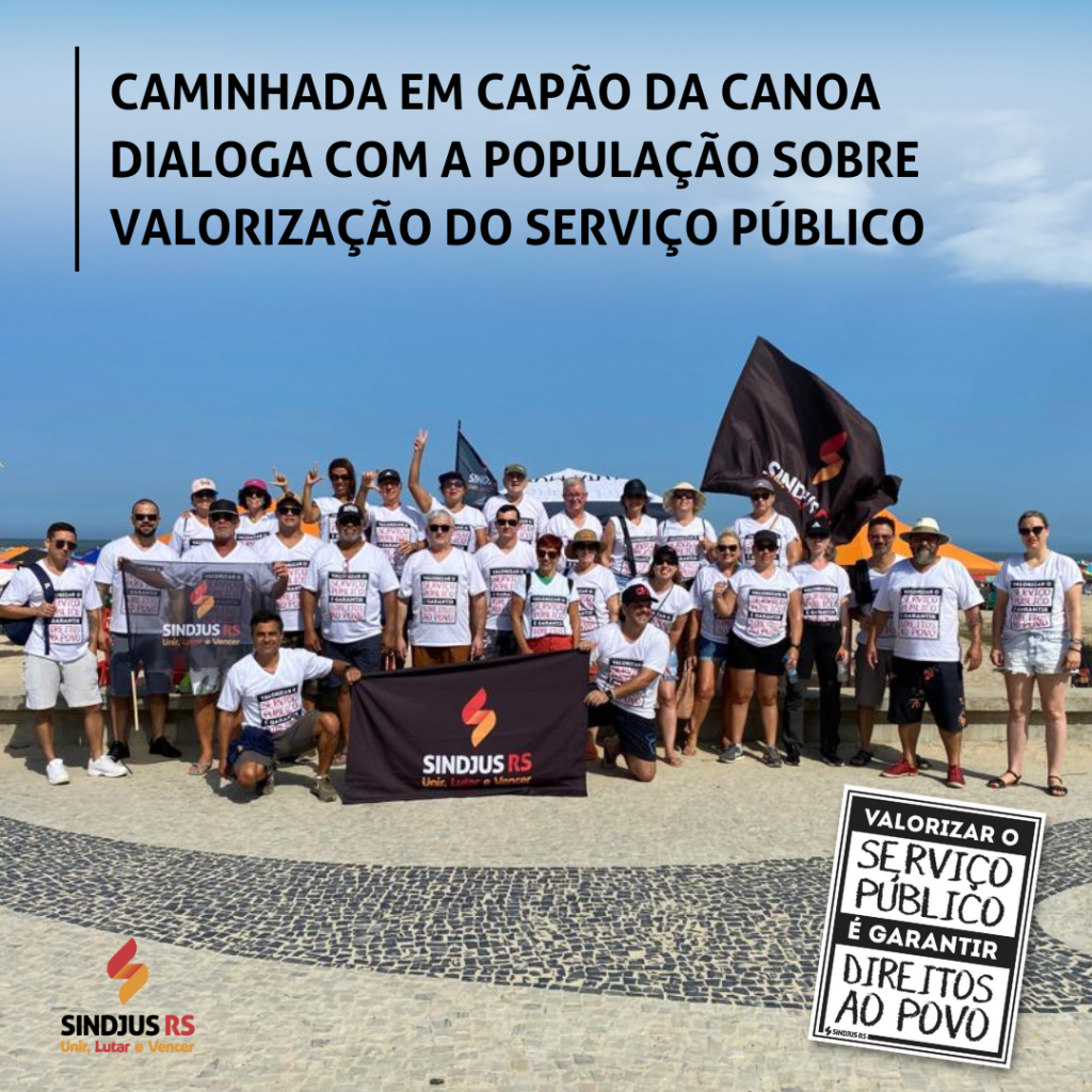 Caminhada na orla de Capão da Canoa dialoga com população sobre valorização do serviço público