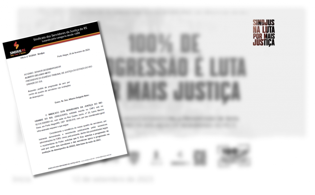Sindjus reitera pedido de 100% de progressão ao TJRS